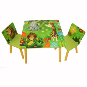 Homestyle4U Detský stôl so stoličkami Jungle