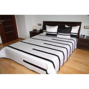 Luxusný prehoz na posteľ biely s čiernymi pruhmi