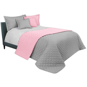 Obojstranné prešívané prehozy na manželskú posteľ v ružovej farbe