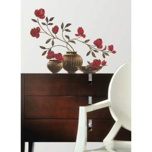 Eurographics Nálepky na stenu - Red Floral Vase 2x 50x70cm