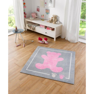 Hanse Home Detský koberec Macko, 100x100 cm - ružovo-šedý