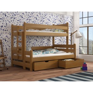 Detská poschodová posteľ 90 cm Bivi (dub). Akcia -31%. . Vlastná spoľahlivá doprava až k Vám domov