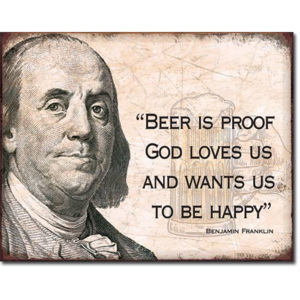 Plechová ceduľa Ben Franklin - Beer, (30 x 42 cm)