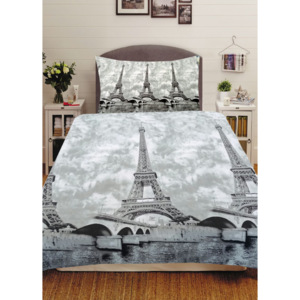 Home of Dream 3D obliečky Hedviga 2-dielna sada Eiffelová veža, čiernobiela 70x90 140x200