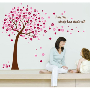 ZooYoo detská nálepka na stenu ružový strom zvitok 60 x 90 cm, konečná veľkosť cca 120 x 150 cm