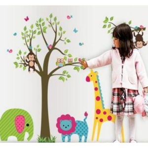ZooYoo detská nálepka na stenu žirafa a zvieratká 95 x 130 cm