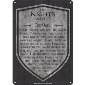 Plechová ceduľa Game Of Thrones - Nights Watch, (15 x 21 cm)
