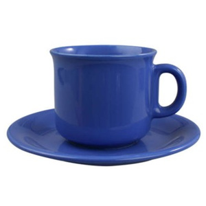 Šálek na čaj s podšálkem keramický 230 ml, modrý