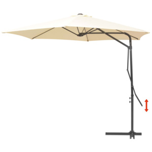 Krémový visiaci slnečník, oceľová tyč, 300 cm