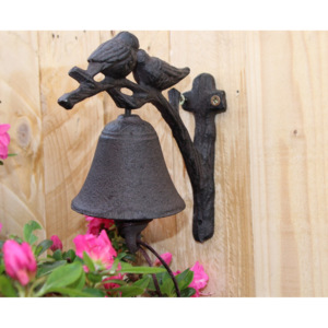 Zvonček na stenu, s vtáčikmi (Liatinový zvon)