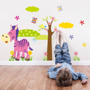 E-top Samolepka na stenu "Farebná zebra so stromom" 46x36 cm