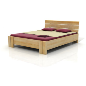 Dlhá a vysoká posteľ z borovice do spálne
