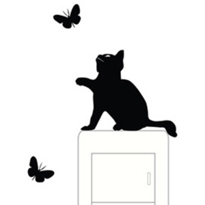 TanCredy Samolepka na vypínač "Mačka s motýľmi" 9x11 cm