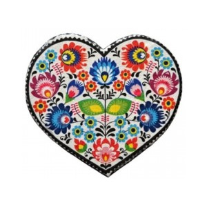 Crela Slate Saucer, decorate heart, 1 piece, 15x16 cm