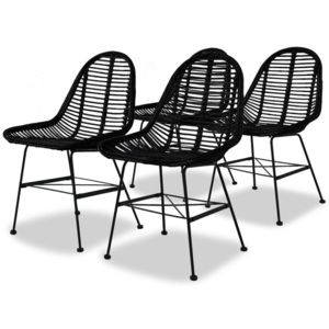 Jedálenské ratanové stoličky, 4 ks, čierne