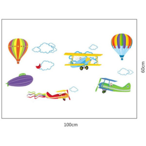 ZooYoo detská nálepka na stenu lietadlá a balóny zvitok 50 x 70 cm