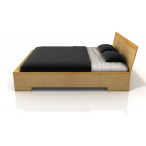 Masívna borovicová manželská posteľ Lagerkvist z úložným priestorom a vysokým čelom