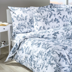Bavlnené posteľné obliečky Mona modrobiele francúzska posteľ