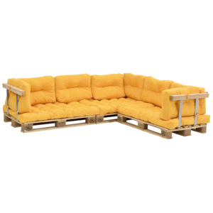 [en.casa]® Paletový nábytok - kompletná sada - horčicovo žltá - model E