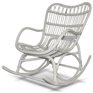 Biele ratanové hojdacie kreslo Interiörhuset Rocking Chair