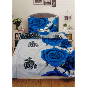 Home of Dream 3D obliečky Hermína 2-dielna sada modré ruže 70x90 140x200