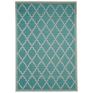 Tyrkysový vysokoodolný koberec Floorita Intreccio Turquoise, 135 x 190 cm