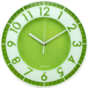 Postershop Nástenné hodiny: Moderné (zelenobiele) - 30 cm