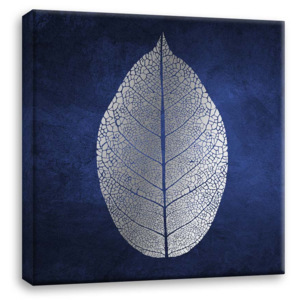 Metalický obraz na plátne - Blue leaf