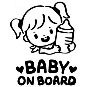 Samolepka na auto "Dieťa na palube - dievčatko 2 - čierna" 13x16 cm
