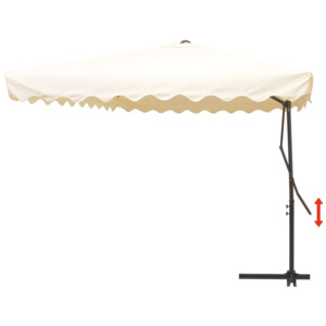 Krémový visiaci slnečník s oceľovou tyčou, 250x250 cm