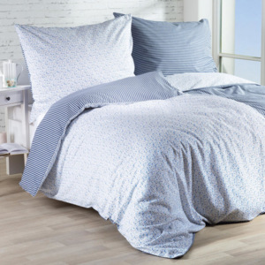 Bavlnené posteľné obliečky Žaneta modré predĺžená dĺžka
