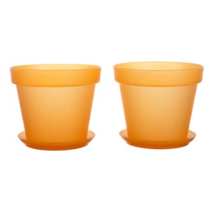 Sada květník + podmiska plastová 4-dílná Patio Soft Oranž