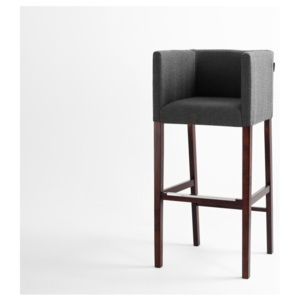 Sivá barová stolička s opierkami a tmavohnedými nohami Custom Form Wilton
