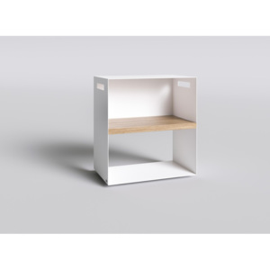Biely nočný stolík s doskou z dubového dreva Take Me HOME, 50 × 30 cm
