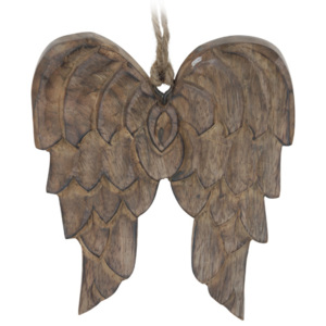 Vianočná ozdoba - drevená, hnedé krídla 14 cm, 1ks