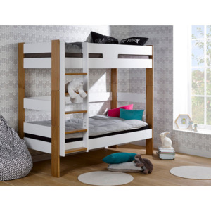 Detská biela dvojposchodová posteľ prestaviteľná na jednolôžko JUNIOR Provence Complete, 90 × 190 cm