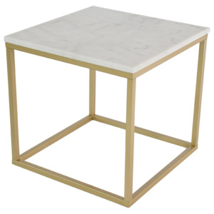Mramorový konferenčný stolík s konštrukciou vo farbe mosadze RGE Accent, 55 × 55 cm