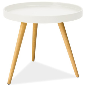 Biely odkladací stolík s nohami z kaučukového dreva Signal Toni, ⌀ 50 cm