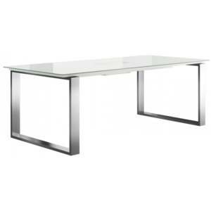 ET19 Jedálenský stôl pevný - lak biela - nerez - 180 x 100 cm
