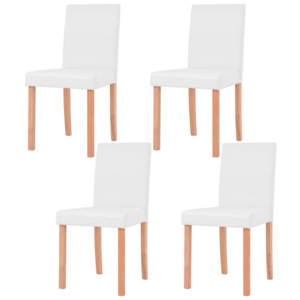 Jedálenské stoličky 4 ks, umelá koža, bukové drevo, krémové