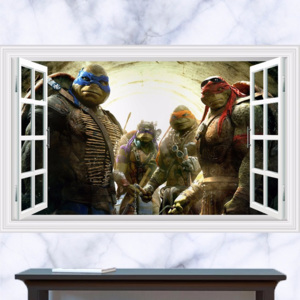 Živá Zeď Samolepka korytnačky Ninja za oknom 70 x 50 cm