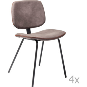 Sada 4 hnedých jedálenských stoličiek Kare Design Barber
