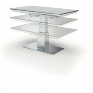 E-MOTION stôl multifunkčný 2v1 sklenený elektricky nastaviteľný rozťahovací OZZIO - sklo lesklé