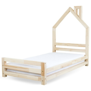 Detská posteľ z prírodného borovicového dreva Benlemi Wally, 90 × 160 cm