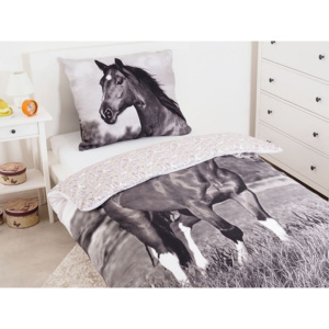 Bavlnené obliečky s 3D fototlačou Čiernobiela kôň 140x200