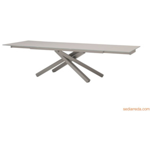 PECHINO dizajnový jedálenský stôl rozťahovací MIDJ - sklo matné - oceľ satinovaná - 160/200/240 x 106 cm