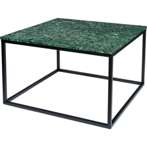 Tmavo zelený mramorový konferenčný stolík s čiernou podnožou RGE Accent, šírka 75 cm