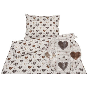 Goldea krepová posteľná bielizeň z mäkčené 100% bavlny - vzor 589 srdce 140 x 200 a 90 x 70 cm