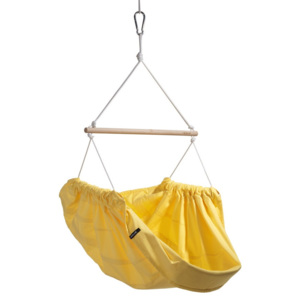 Žltá hojdačka z bavlny pre dospelých so zavesením do stropu Hojdavak Maxi