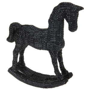 Hojdací kôň - čierny štras 30 cm, 1ks